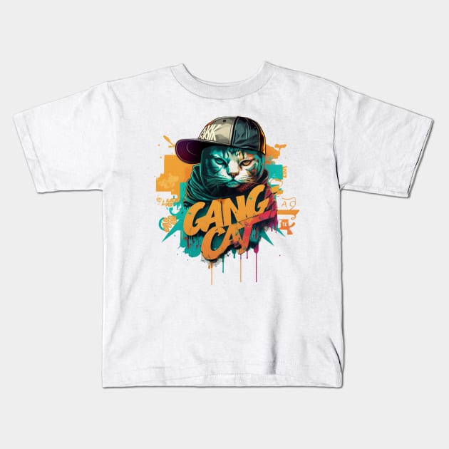 gangcat Kids T-Shirt by retrocolorz